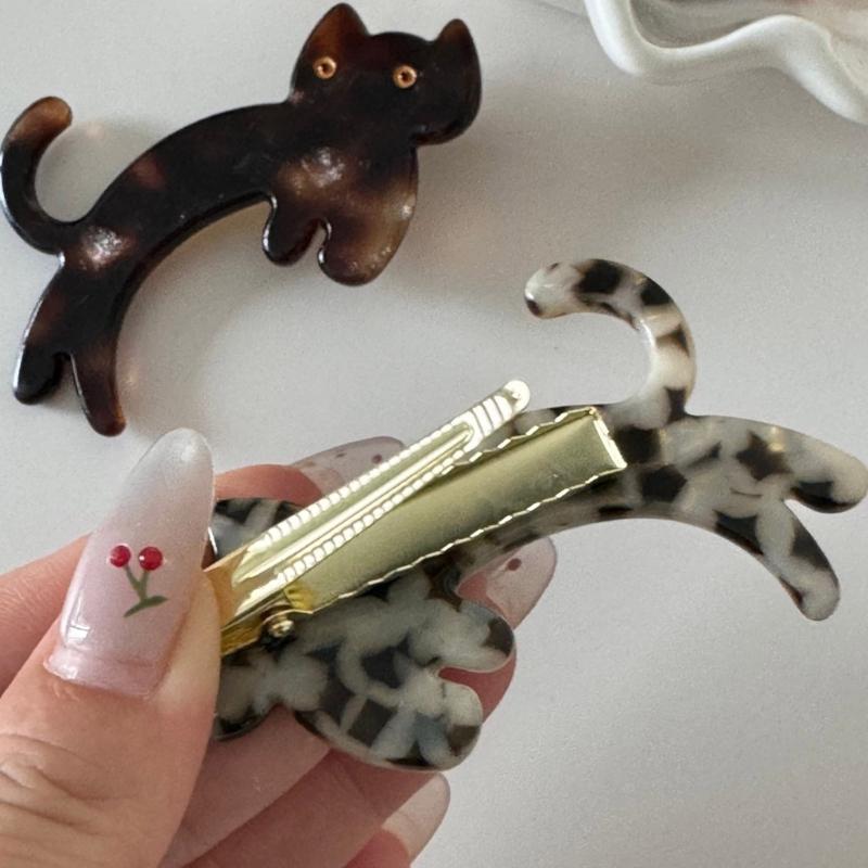 Pack Of 2 Lovely Cats Shape Hair Clip Acetate Acid Hair Barrettes Hair Styling Accessories For Women Girl Daily Wear