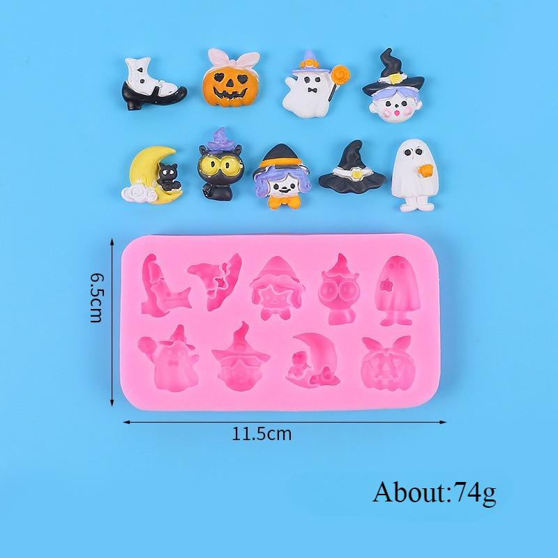 Halloween Silicone Molds Non-stick Ghost Pumpkin Bat Skull Witch Hat for DIY Fondant Pudding Cupcake Chocolate Candy Baking Mold