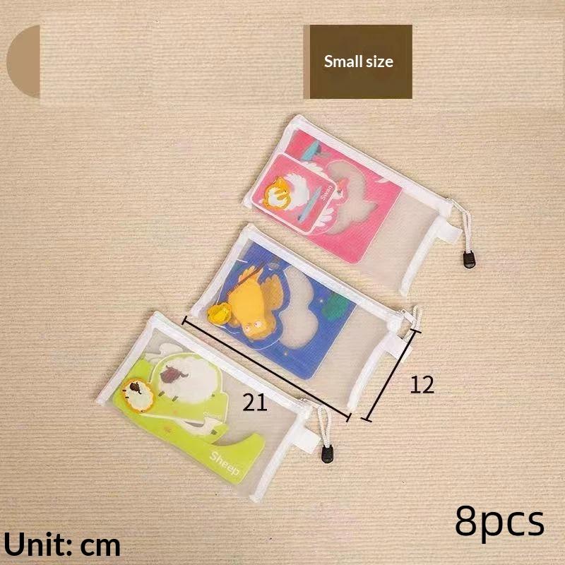 Smooth Zipper Mesh Bags 8Pcs 3 Sizes Waterproof Clear Storage Pouches for Travel Cosmetics Home Small Goods Sorting