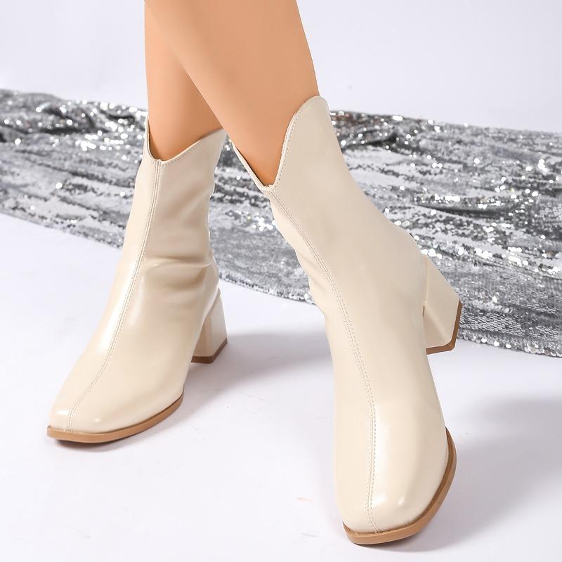 Women Ankle Boots Goth Fashion High Heels Shoes New Trend Pumps  Winter Chunky Woman Casual Heeled Chelsea Short Botas Mujer