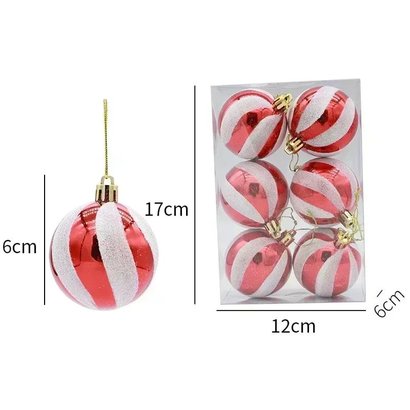 6Pcs Christmas Decorative Balls Green Xmas Tree Pendants Red Snowflake Branches Style Home Christmas Party Decoration Toy Balls
