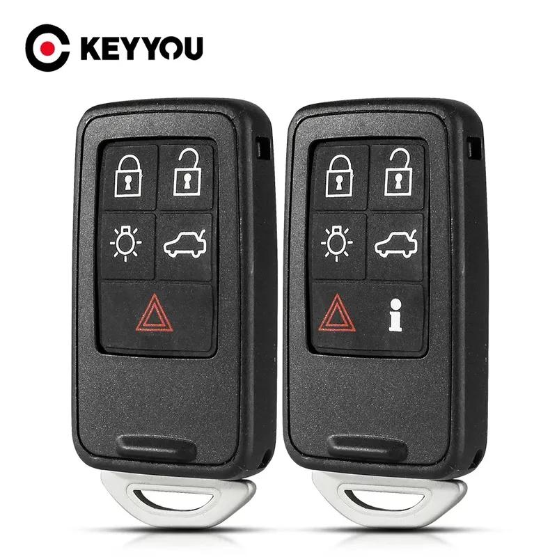 KEYYOU 10PCS For Volvo S60 V60 S80 XC70 XC60 V70 V40 2008-2017 5/6 Buttons Smart Car Key Shell Case Fob Remote Cover Replacement