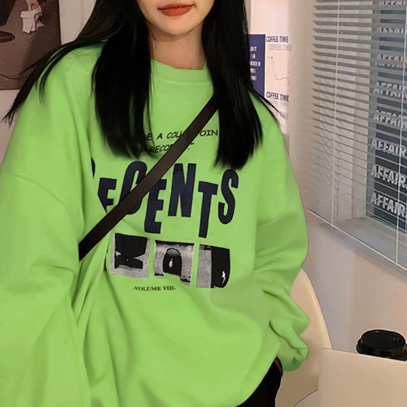 Vintage Round Neck Long Sleeve Loose Plush Sweater for Women - Fall/Winter Casual Korean Style