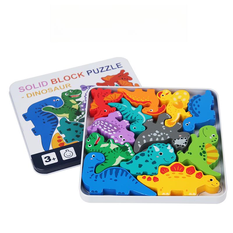 Baby Wooden Jigsaw Puzzle Creative 3D Iron Box Puzzle for Children's Intelligence Development Early Educational Toy for Children