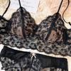 French Lace Triangular Cup Push Up Bra Set Women Sexy Lingerie Summer Comfort Fine Shoulder Strap Bras Backless Underwear Sets