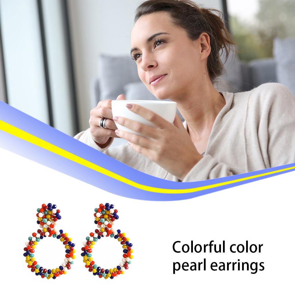 1 Pair Beads Earrings Anniversary Birthday Festival Wedding Engagement Date Fashion Ears Jewelry for Woman Ladies