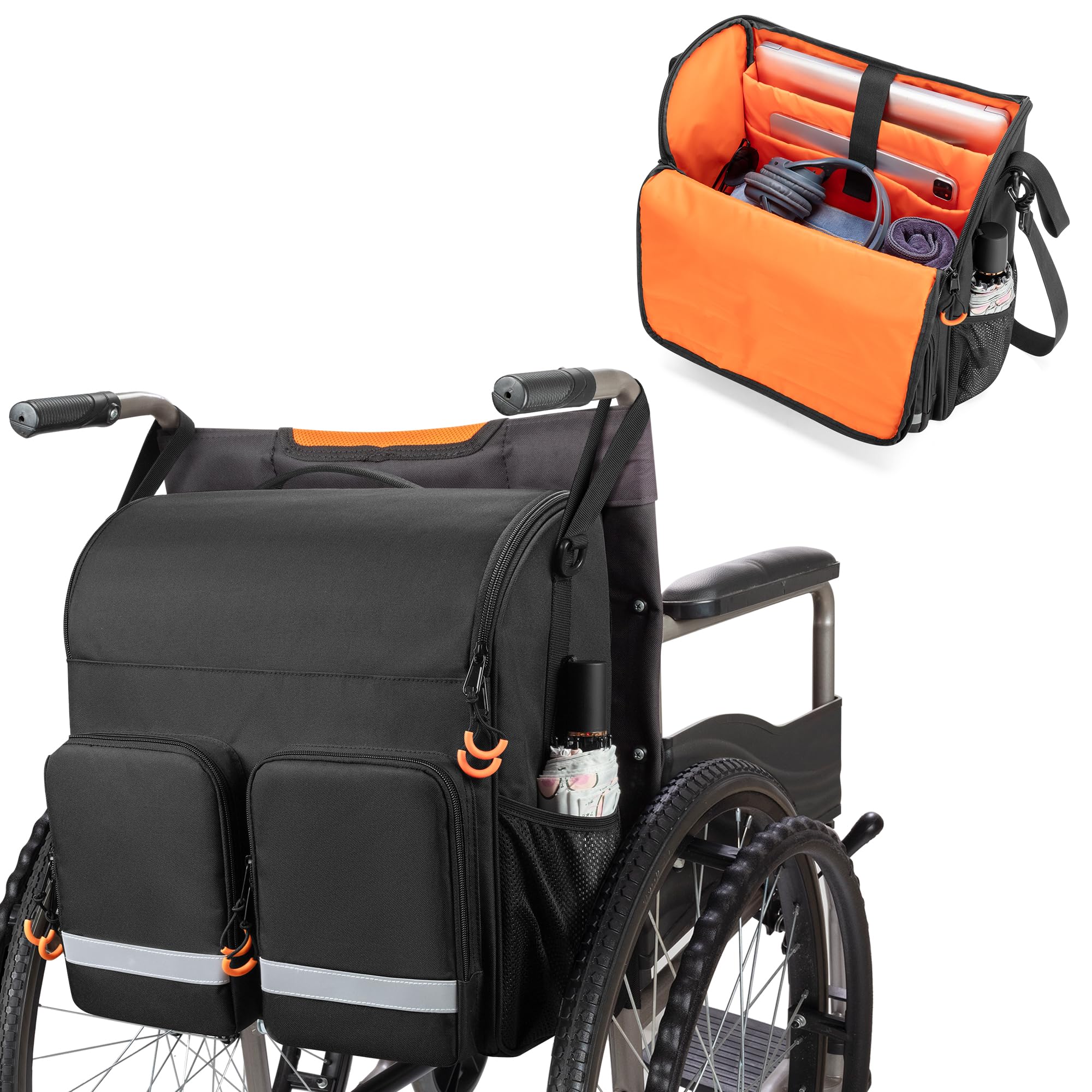 

DSLEAF Wheelchair Bag, Wheelchair Backpack for Seniors and Disabled People