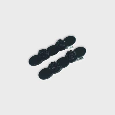 [Worn by Ailit Wonhee] Field BLACK Flower HAIR PIN (2PCS 1SET) Acrylic Flower Hair Pin