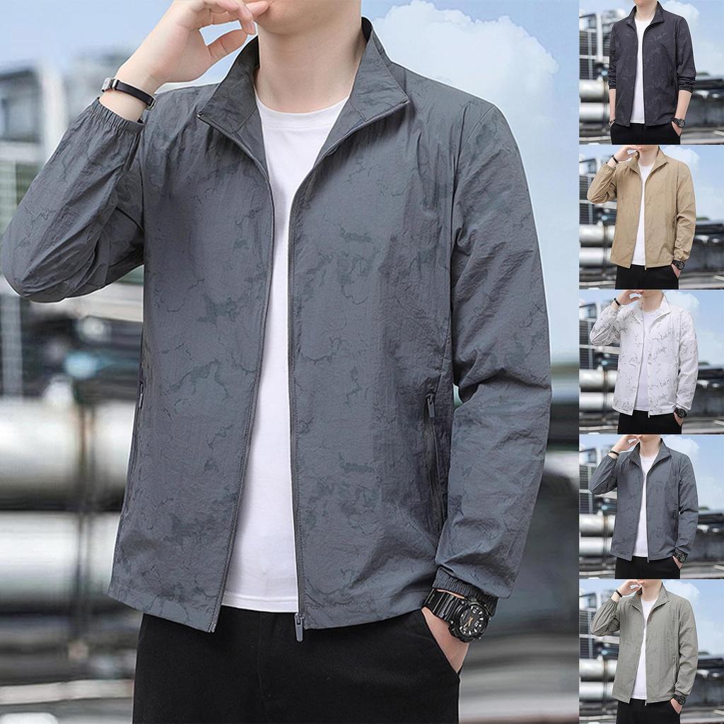 Men's Summer Light And Solid Color Outdoor Loose Large-sized Sun-protective Clothing, Waterproof Windbreaker Jacket