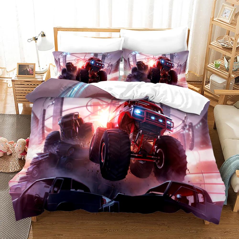 M-Monster Jam Bedding Set Single/Twin/Full/Queen/King Size Monster Jam F-F1 Bed Set Aldult Kid Bedroom Duvetcover Sets 3D Anime