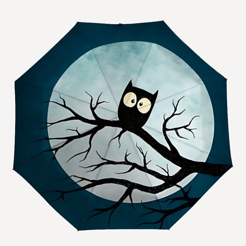 

1pc Moonlit Owl Automatic Open/Close Umbrella, Portable Folding Umbrella, Compact Travel Umbrella for, Birthday/Christmas Gift 5156