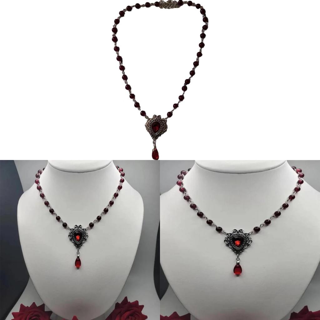 Gothic Rose Pendant Necklace With Cross Chain Alloy Jewelry For Women And Men