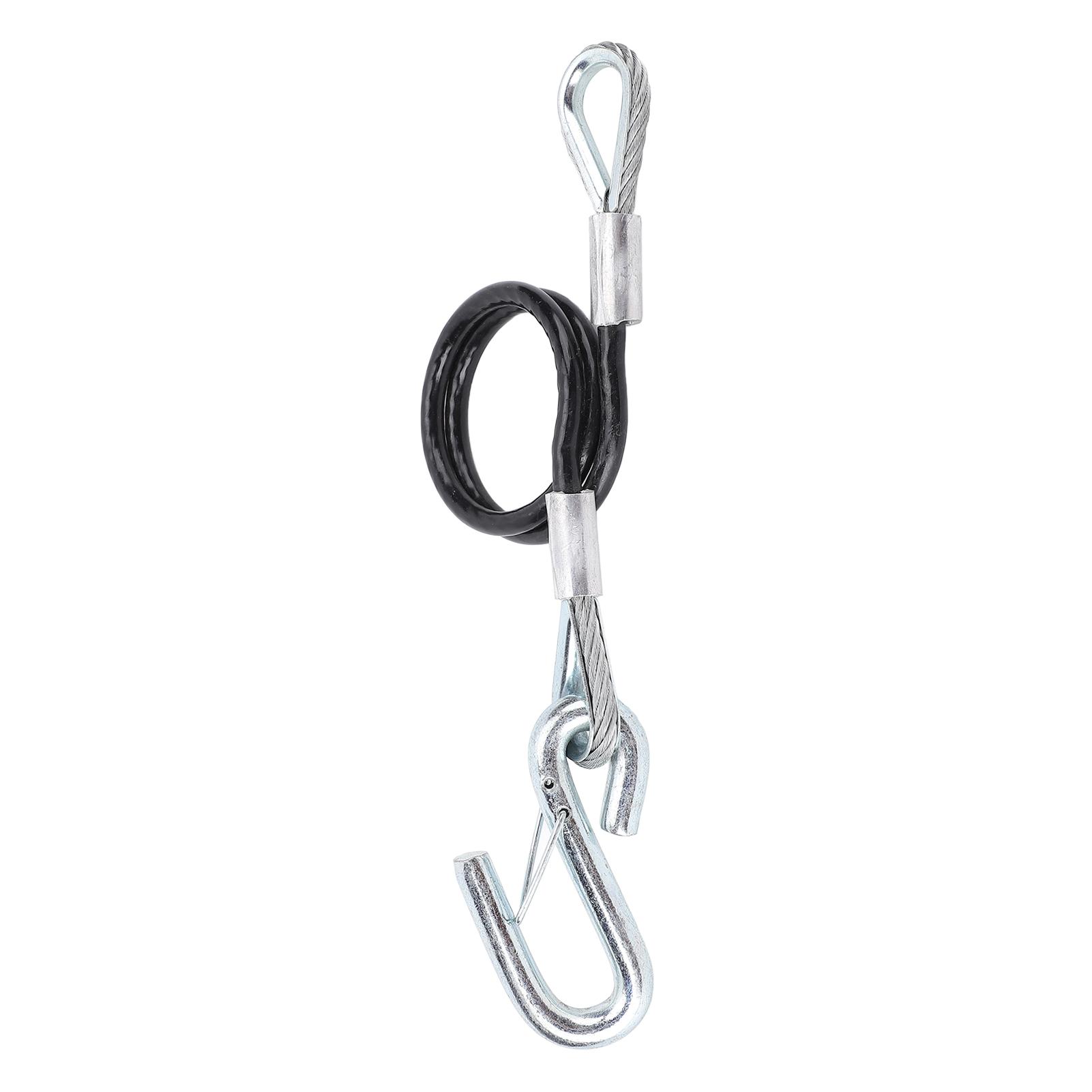 

Trailer Safety Rope High Strength Trailer Safety Towing Cable With Hook Galvanized Iron 27.6in Maximum Extension Length for RV