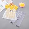 Mädchen Sommer Kurzarm Spitze Camisole Prinzessinnenkleid Set für Alter 1-5