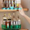 Luxury Rotating Storage Organizer Transparent Spice Turntable Kitchen Countertop Accessory Multifunctional Desktop Tray for Living Room Home Decor