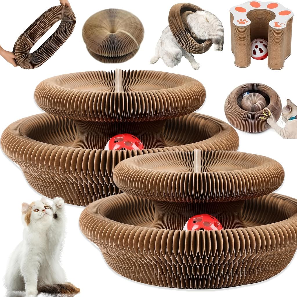 Magical Accordion Cat Scratching Board, Durable Indoor Interactive Pet Toy - Round Ball Track Magical Accordion Cat Scratching Board - Cat Toy