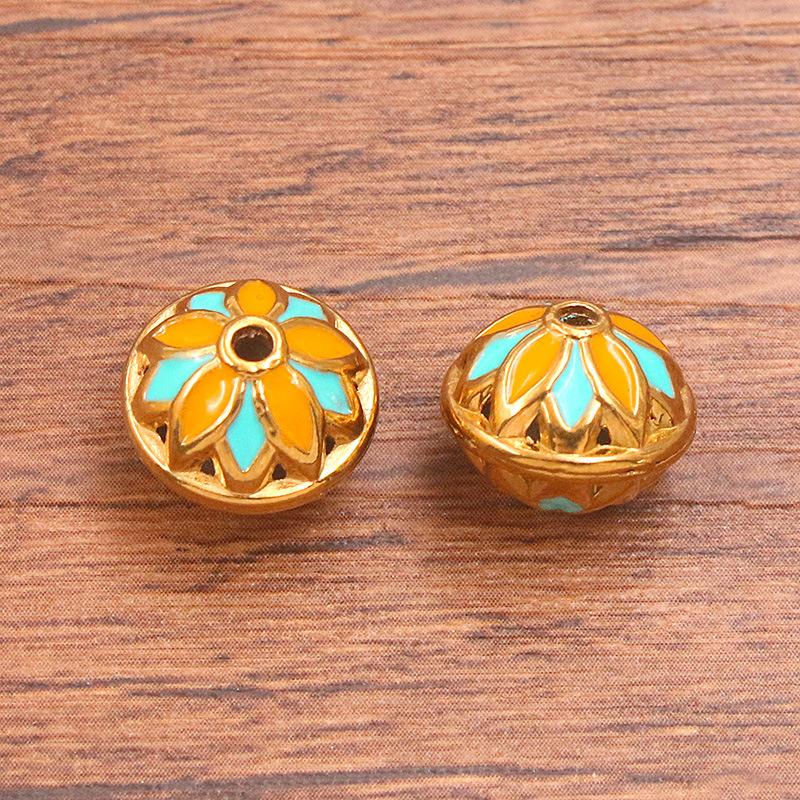 Stainless steel gold round enamel color isolation bead oil pendant