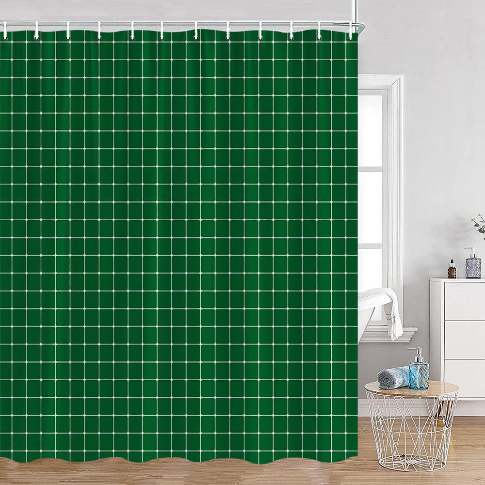 Simple Checkerboard Shower Curtains Colorful Abstract Gingham Pattern Check Checkered Modern Nordic Bathroom Curtains Decor
