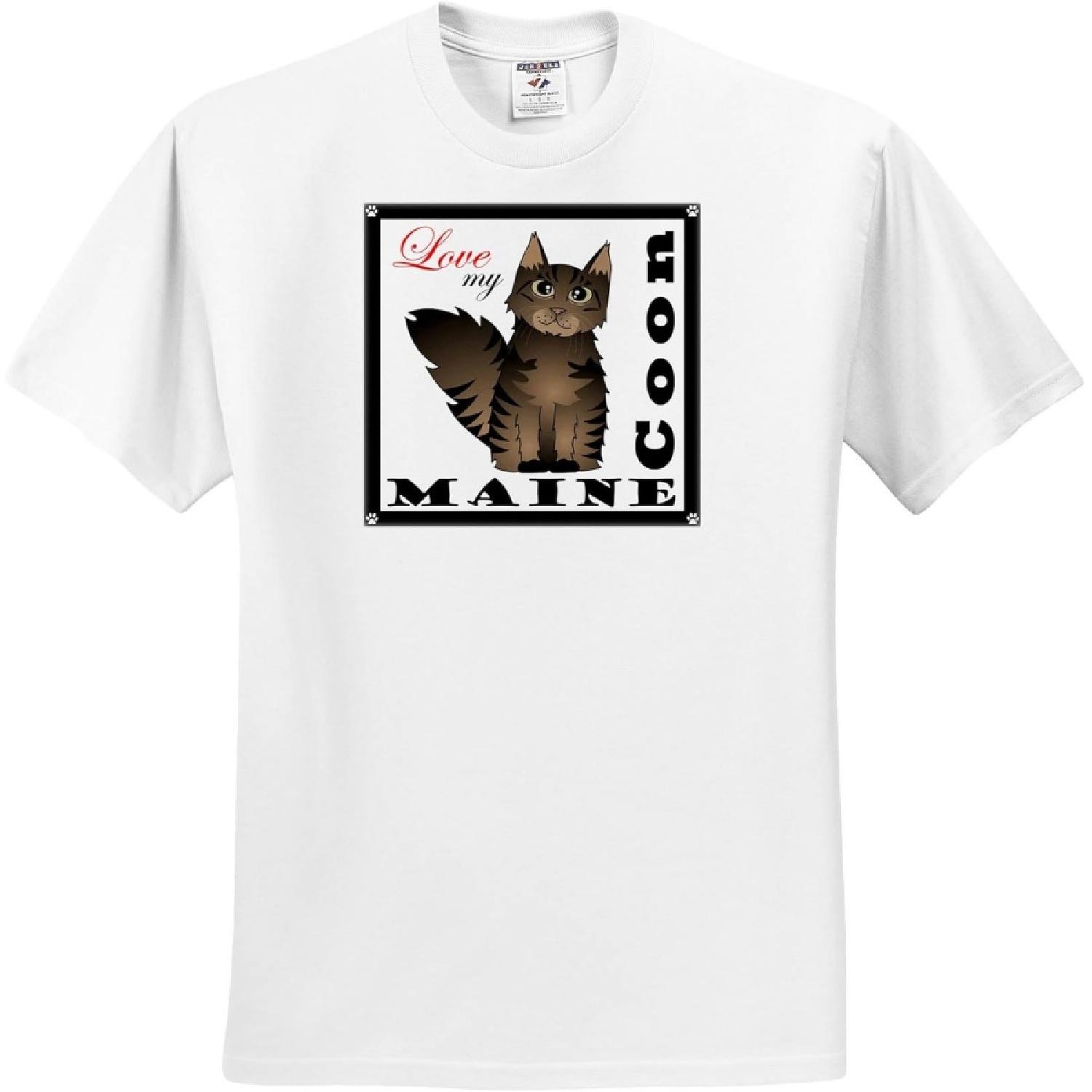 3dRose, Love My Maine Coon Cat - Brown Tabby, T-Shirt S