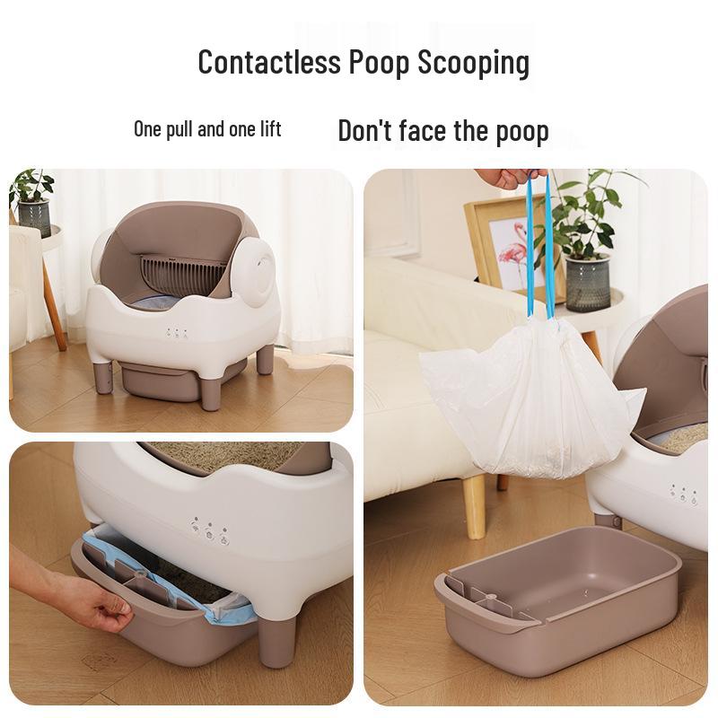 Automatic Smart Cat Litter Box - Anti-Splash, Easy-Clean, Large Electric Toilet with Poop Scooper Open Smart Litter Box