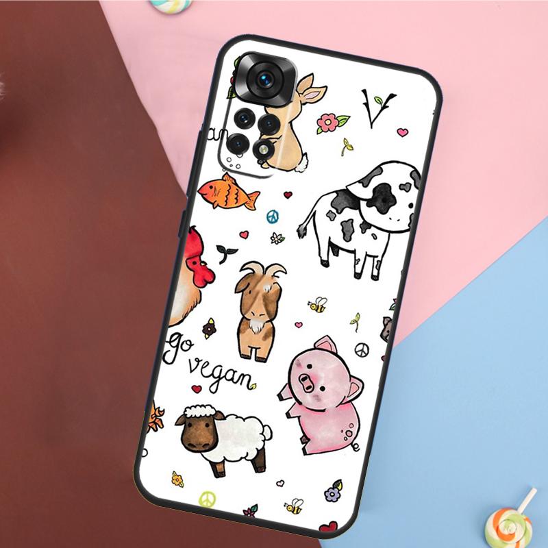 Vegan Pattern Cover For Xiaomi Redmi Note 14 13 Pro 12 11 9 10 9S 10S 11S 12S Redmi 14C 10C 12C 13C Case