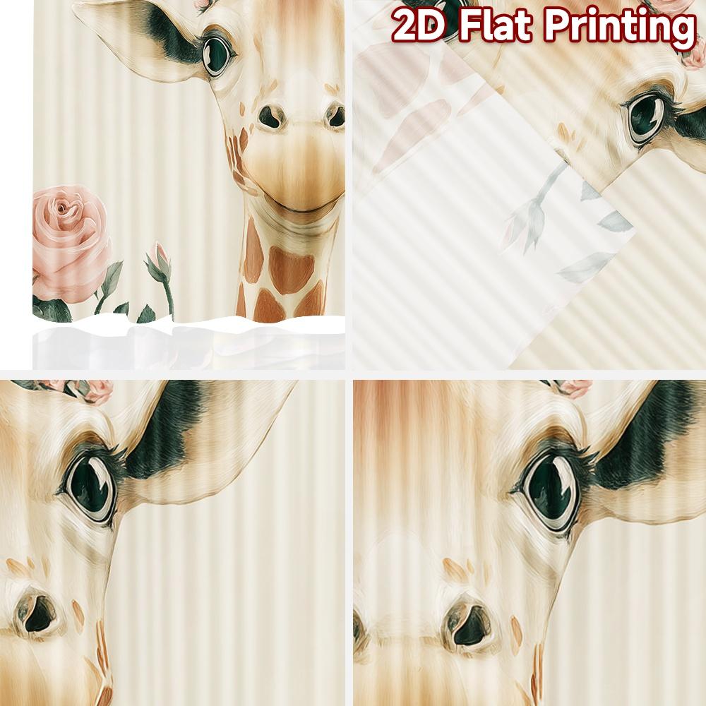 Set Of 2 Flat Printing Curtains Without Rod Floral Giraffe Illustration April Fools Is Day Festival Creative Durable Made Polyester