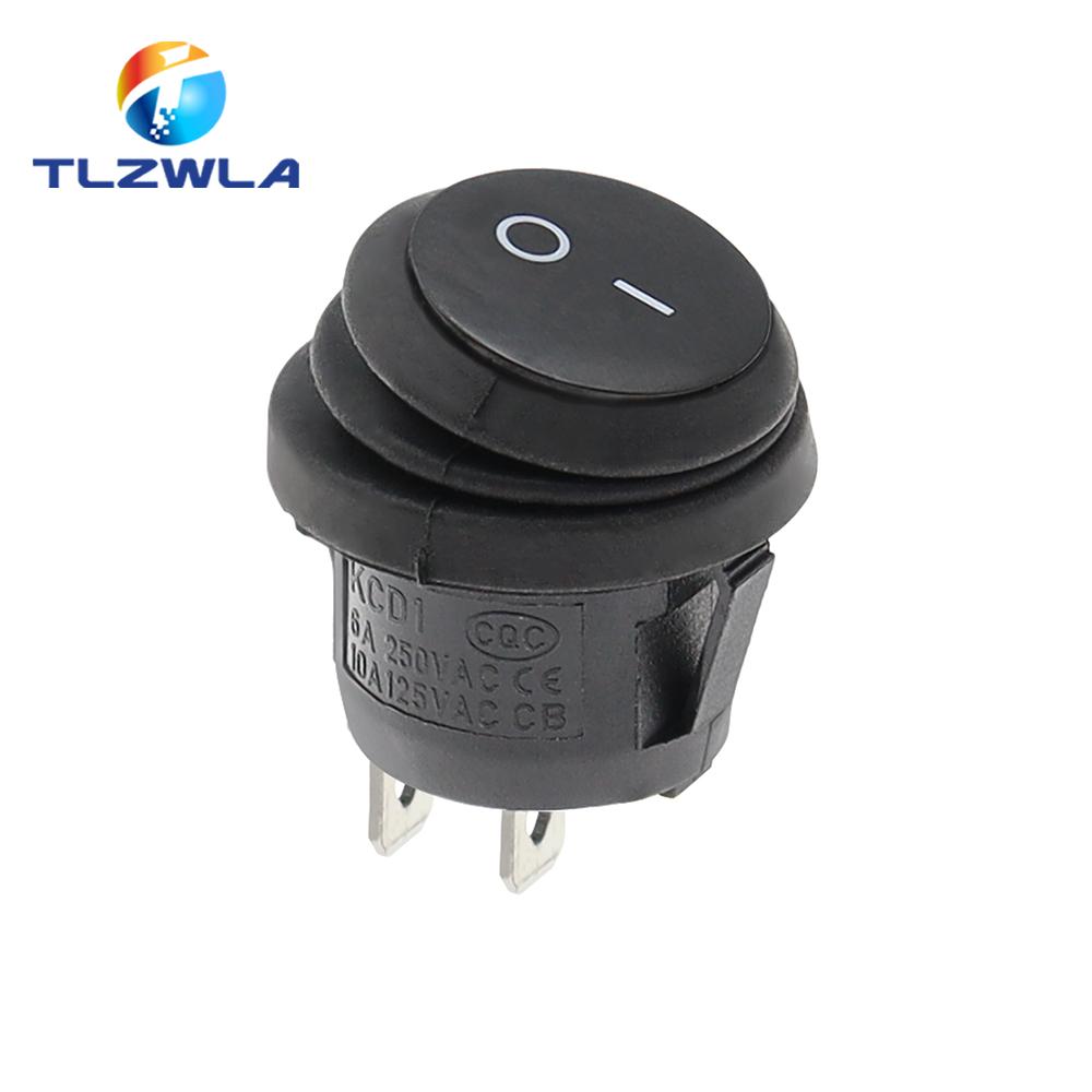 1PCS On Off Waterproof Vehicle Boat Switch Round Switch SPST 3Pin Rocker Switch 6A 10A 250V 125V AC LED