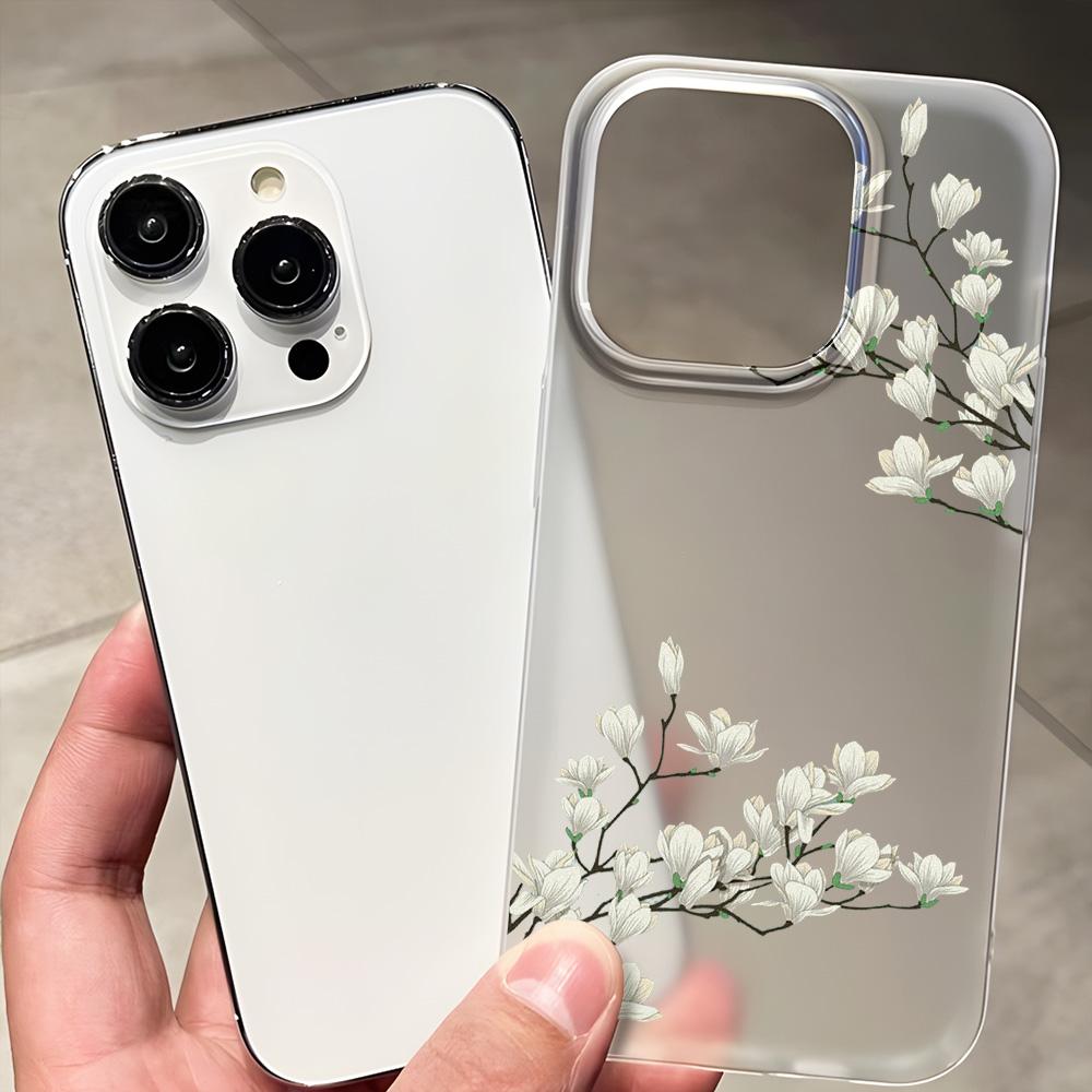 Mobiltelefondeksler til iPhone 11 13 15 Pro Max 12 14 Pro Max-deksel iPhone 16 15 Plus 13 Pro 12 Frosted Texture Painted Cartoon Flowers