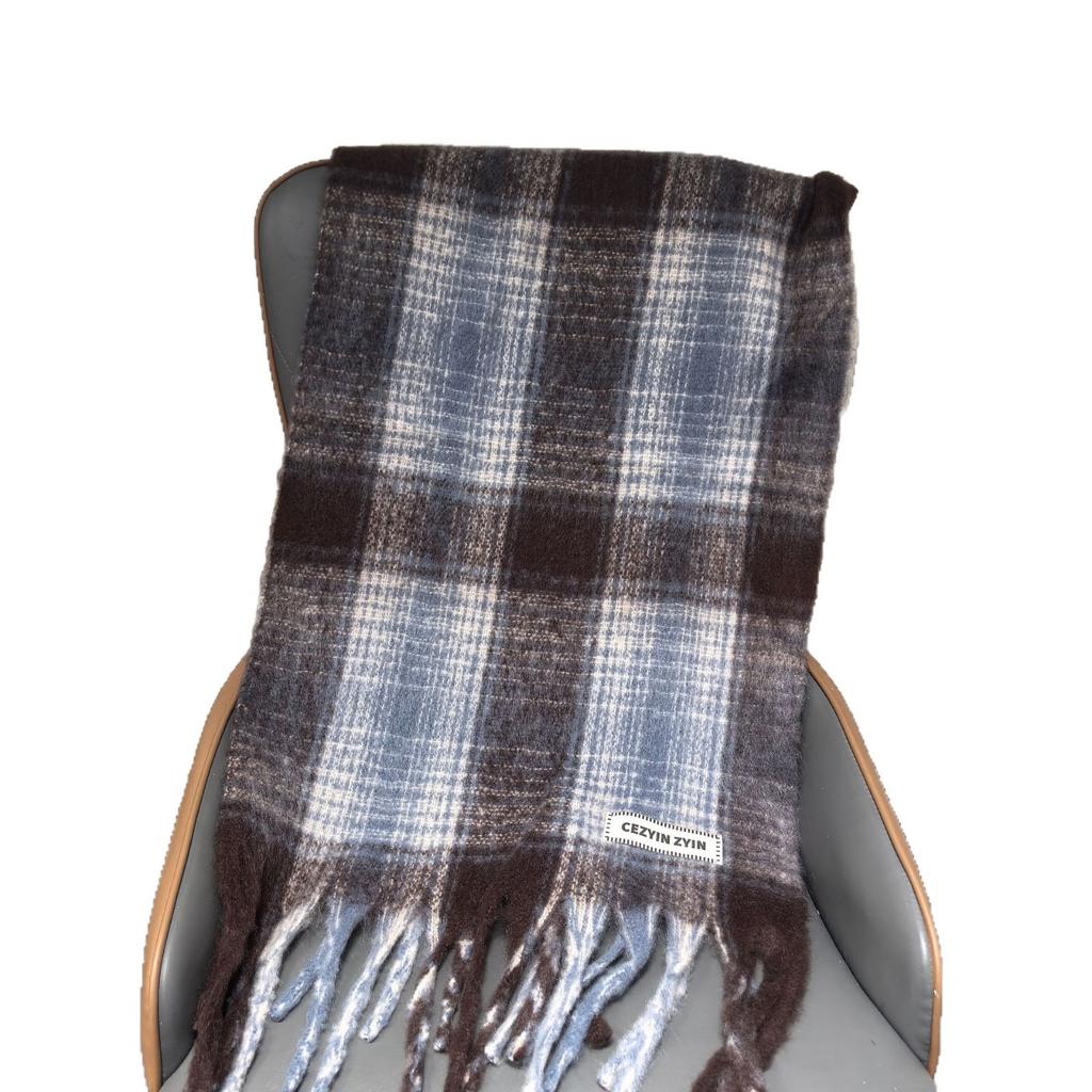 New Plaid Scarf Autumn and Winter Senior Thickened Student Korean Tassel Atmosphere Warm Couple Versatile Shawl Wholesale