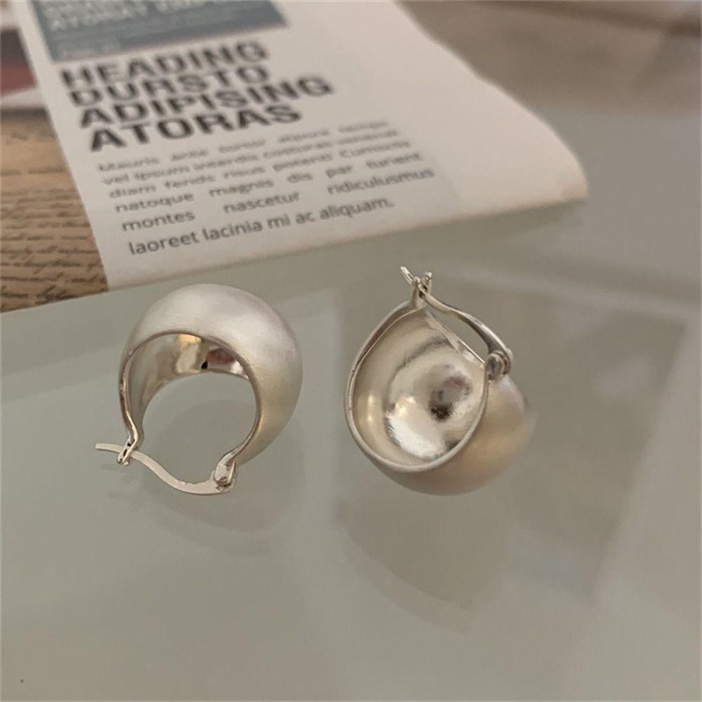 Shaped Brushed Metal Trendy Stud Earrings Women Frosted Earrings Ear Buckles Korean Style Earrings