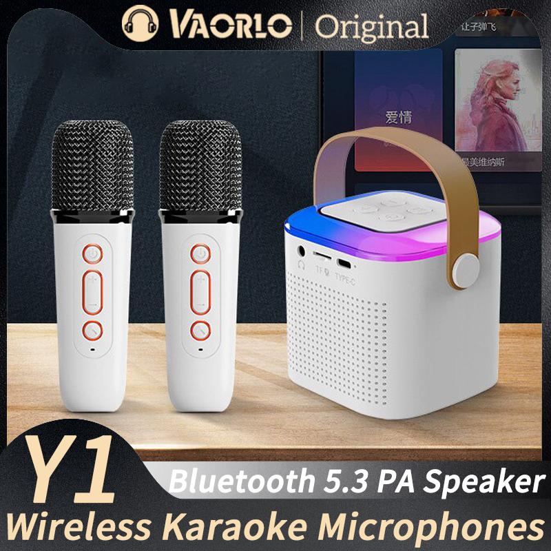 Y1 Wireless Dual Microphones Karaoke Machine KTV DSP System Bluetooth 5.3 PA Speaker HIFI Stereo Surround RGB Colorful LED Lights