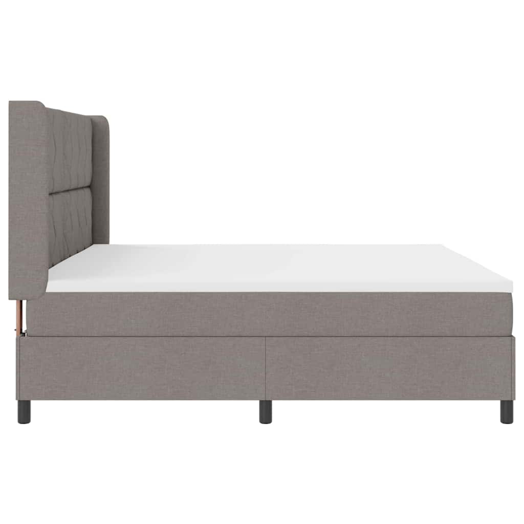 Box Spring Bed with Pillows and Headboard Taupe 200 X 200 Cm Fabric