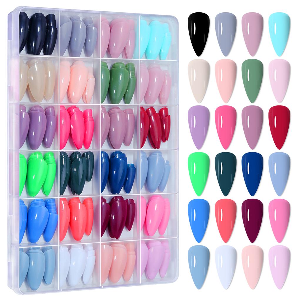 288PC False Nails Tips Coffin Almond Colorful French Acrylic Press On Nails Pre-Design Gel Nails Art Capsule For Girls Women