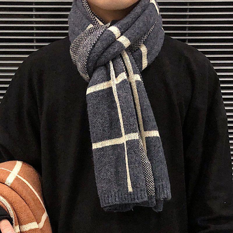 

Мужской зимний шарф подарок на день рождения для парня студента шерстяной в корейском стиле универсальный вязаный теплый парный утеплитель для шеи