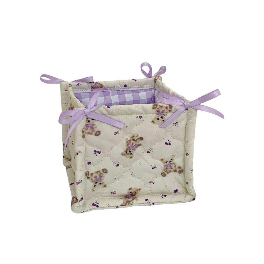 Ins Style Quilted Storage Basket Square Sundries Organizing Bag Cute Desktop Storage Basket  Snacks