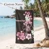 Passionate Hibiscus Custom Name Printed Beach Towel Personalized Soft Towel For Swimming Beach Travel