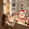 Holiday Glass Decals Christmas Santa Cat Window Sticker, Snowflake Xmas Decal, Waterproof Seasonal Pet Lover Gifts Self-Adhesive Decor for Balcony