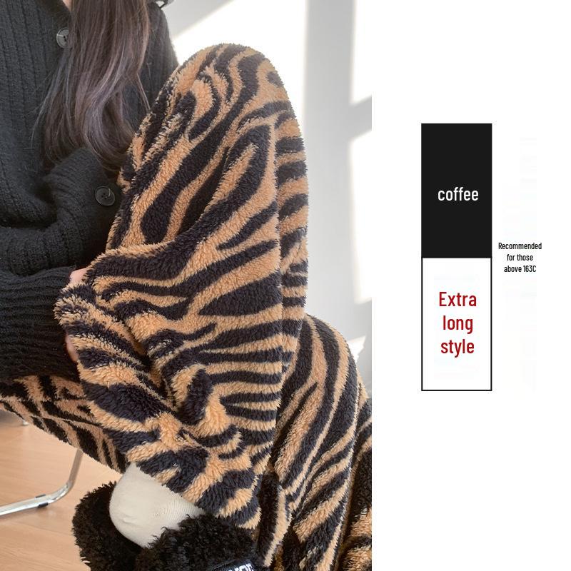 

Women s High Waist Tiger Print Wide-Leg Pants - Casual Autumn/Winter Style L