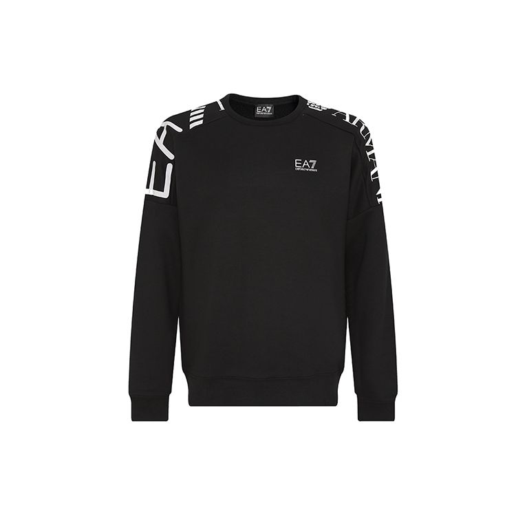Emporio Armani EA7 FW22 Letter Logo Print Crew Neck Long Sleeve Sweatshirt Men sweatshirt Black 6LPM54-PJHLZ-0203 L
