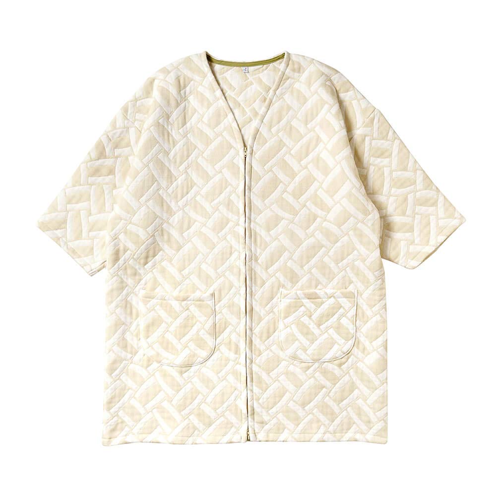 10mois Fluffy Gauze Long Hanten Kagome 19171022 (6-Layer Gauze) (Hanten), Pattern, Beige,