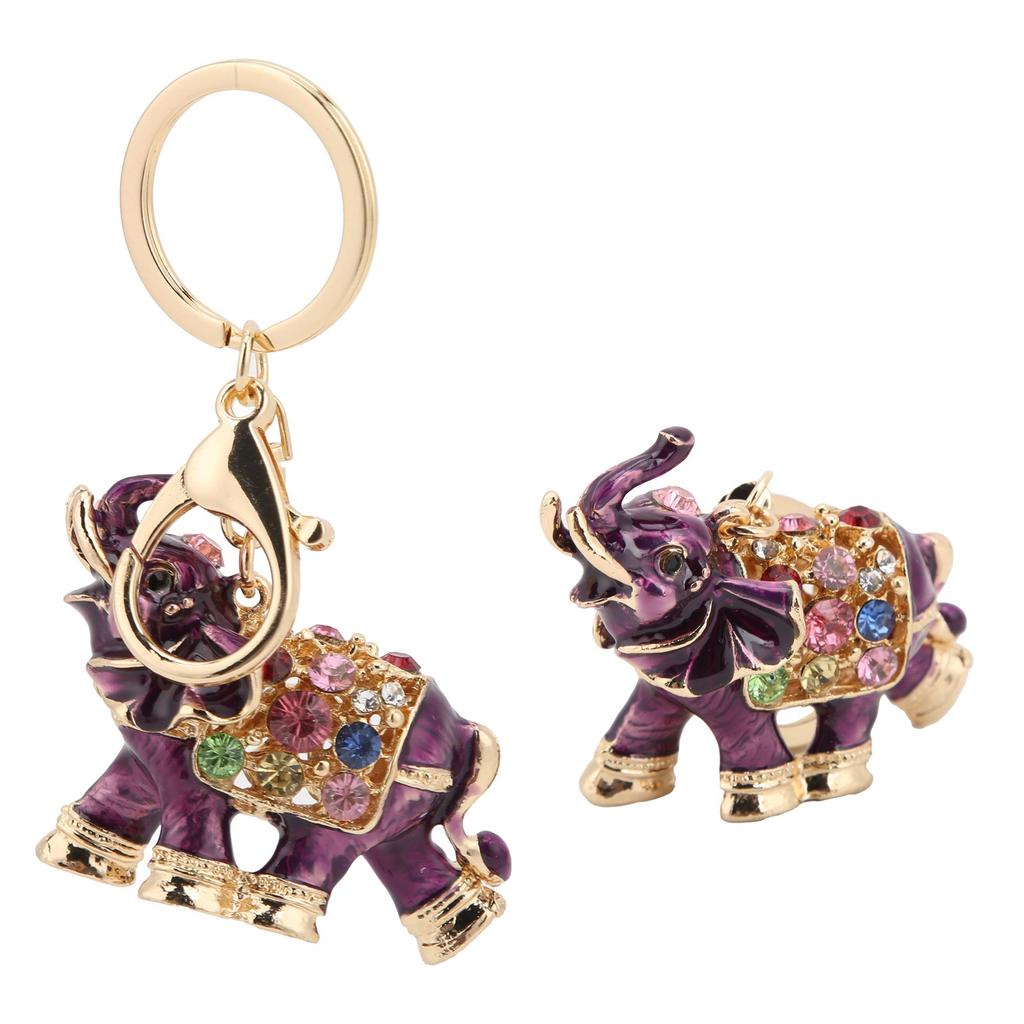 Keychain Exquisite RhinestoneEncrusted Elephant Car Bag Pendant for Girl Birthday Gift(Dark Brown )