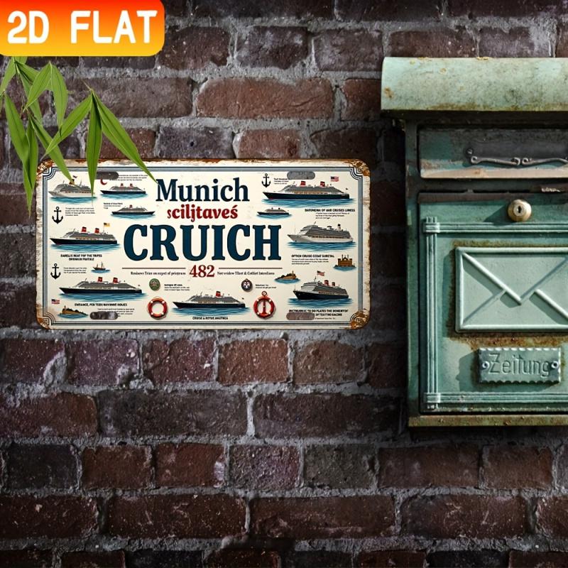 2D Flat, 1pc Vintage Nautical Cruise Ship Metal Sign - 6x12 Inch Waterproof & Dustproof Aluminum Wall Art with Anchor