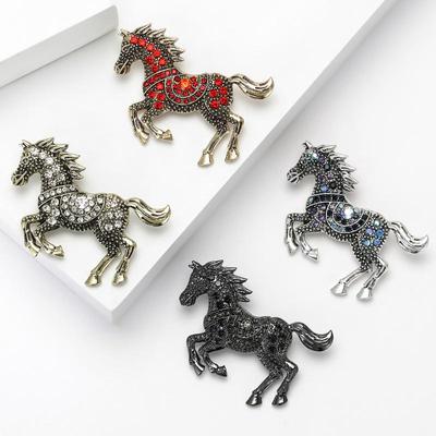 1 Piece Unisex 4-color Elegant Enamel Animal Year Of The Horse Brooch Pins Luxury Strong Horse Brooches For Women Gifts