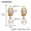 Blazing Zircon & Imitation Pearl Pendant Stainless Steel Earrings