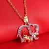Mother's Day Gift Creative Cute Animal Double Elephant Pendant Necklace Jewelry