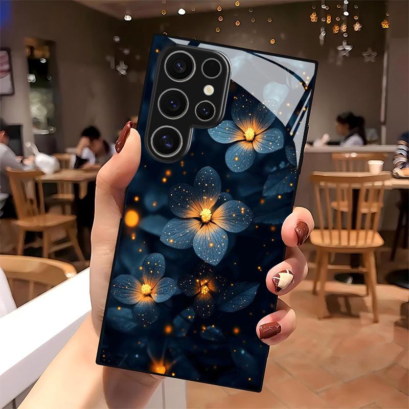 Glowing Flower Cluster Pattern 2D Phone Case Suitable for Samsung S26 S25 S24 S23 S22 S21 S20 A56 A36 A16 Glass Protective Case