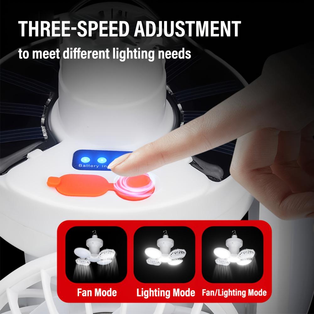 Adjustable Solar Camping Barbecue Fan Light 2-in-1 Multifunctional Hanging Tent Light Portable Suitable for Camping, Hiking, Outdoor Activities