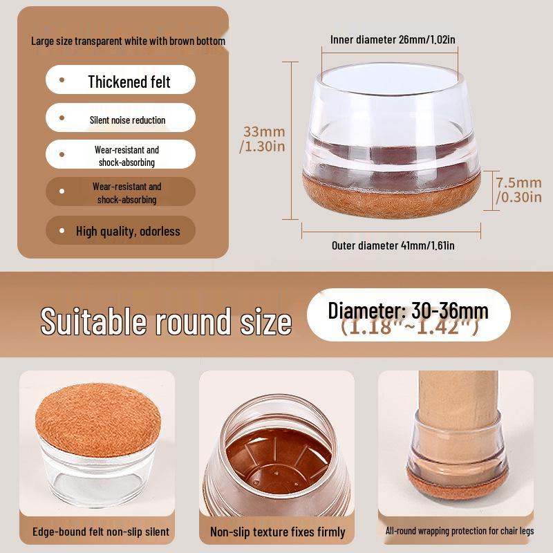 Reinforced Non-Slip Silent Chair and Table Leg Covers with Wear-Resistant Foot Pads