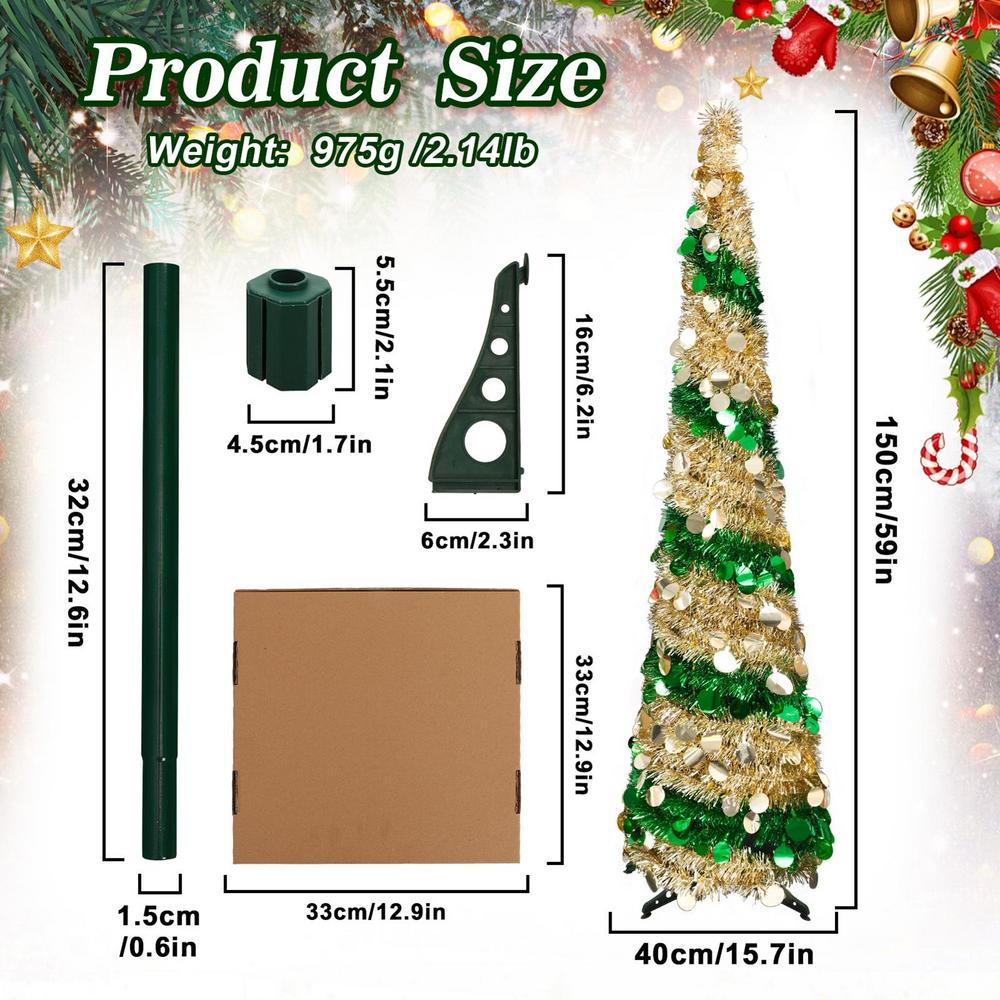 Artificial Christmas Tree Pencil Christmas Trees Popup Holiday Decor for Indoor Fireplace Corner Porch Apartment Office Carnival