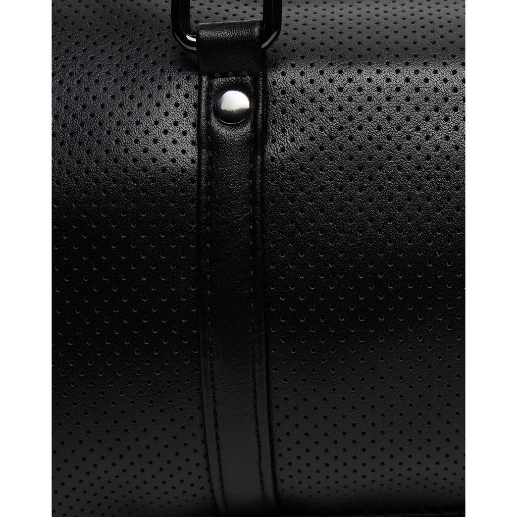 Jordan 3L perforierte Reisetasche mit besticktem Logo Verstellbarer abnehmbarer Schultergurt Synthetikleder Unisex Reisetasche Schwarz IR8411-010